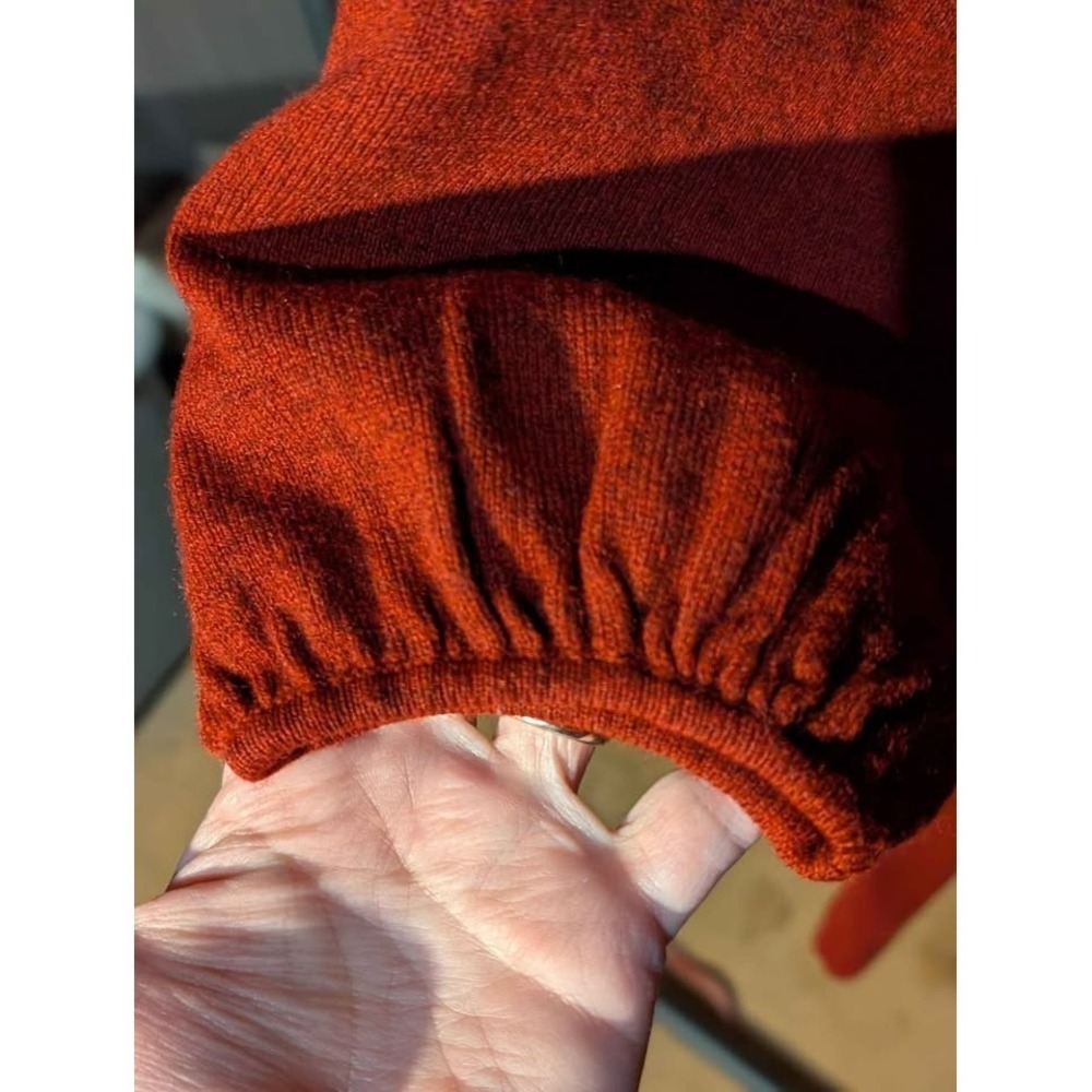 AGB Dress Women's Sweater Dress Size M Cowl Neck 3/4 Sleeve Rust Orange - Picture 5 of 9